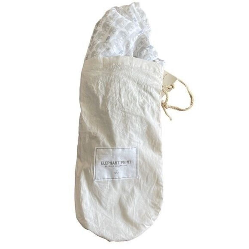 Restoration Hardware Baby & Child Elephant Print Blue/Gray Crib Sheet Cotton NEW
